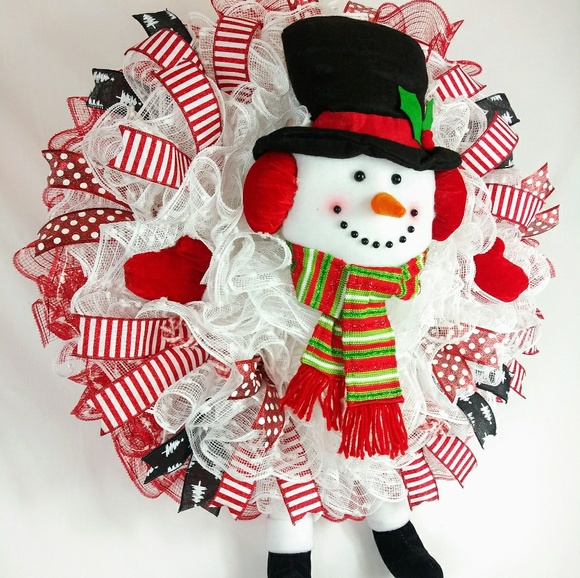 SOLD🎀Christmas Jolly Snowman Wreath - Picture 3 of 7